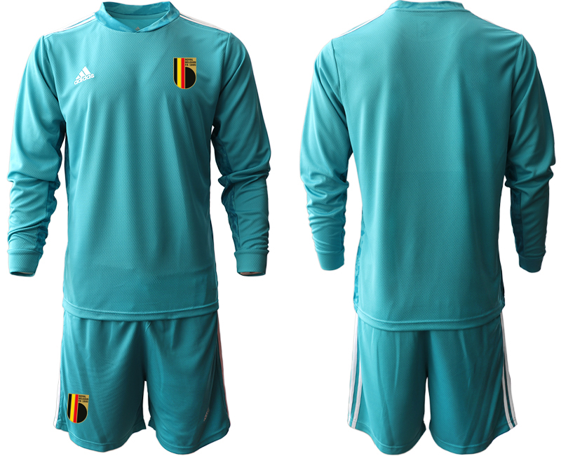 Cheap Men 2021 European Cup Belgium blue Long sleeve goalkeeper Soccer Jersey